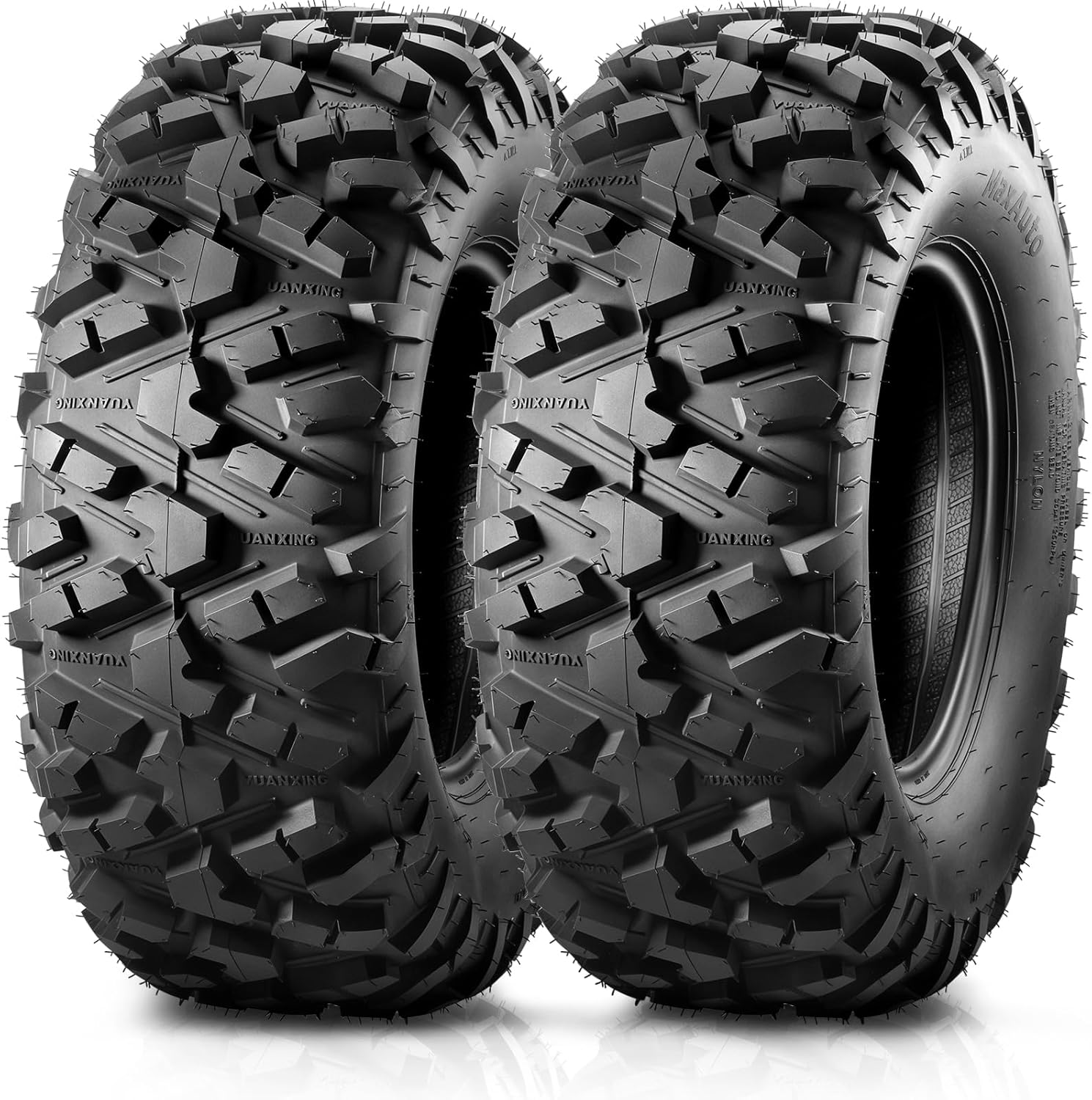 MaxAuto AT25x10-12 ATV UTV Tires, 25x10x12 All Terrain Sport ATV Tires for All Trail Tire, 25 10 12 Mud Sand Off-Road Tire, 6PR Tubeless, 2 Pack