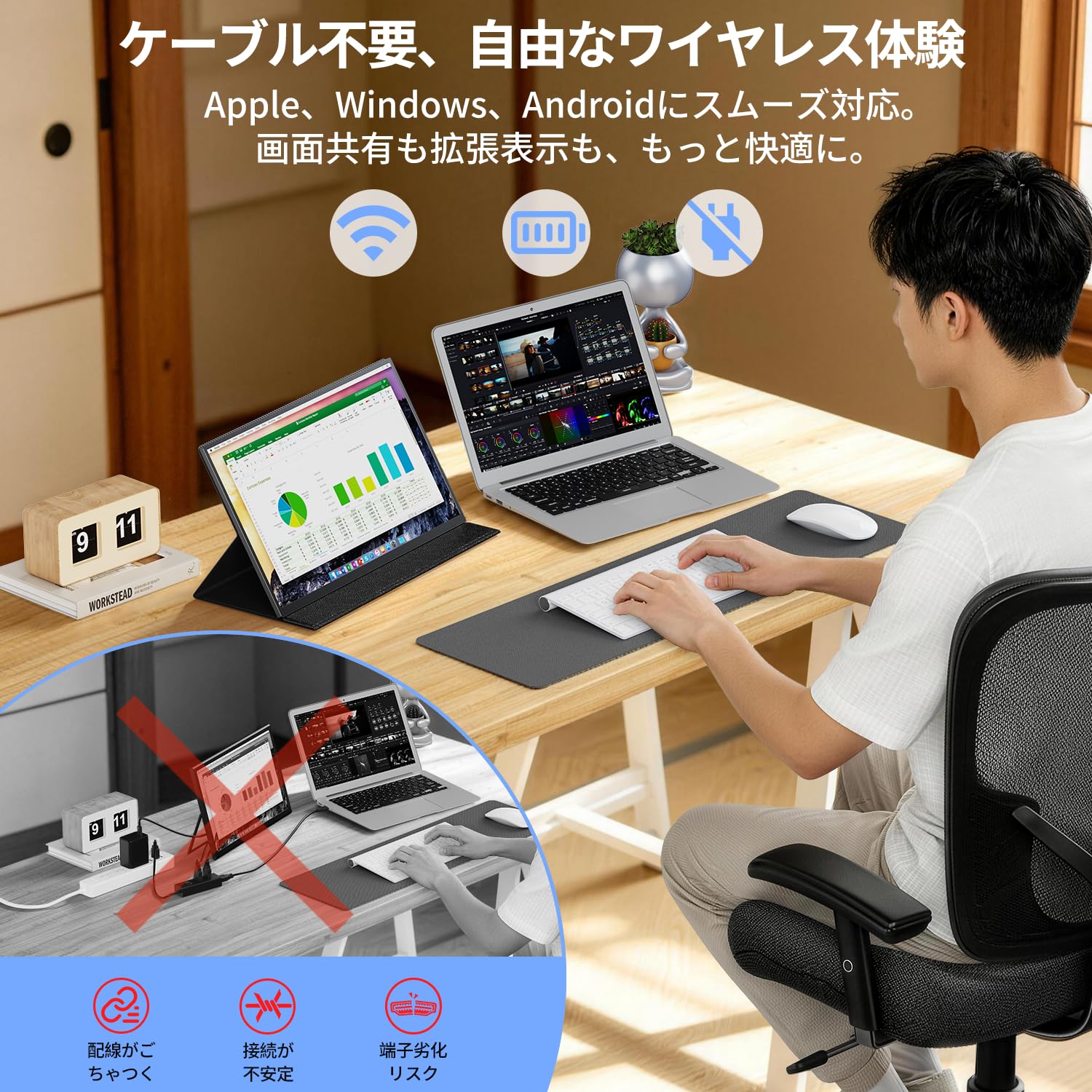 Amazon.co.jp: KEEPTIME ワイヤレスモバイルモニター 15.6