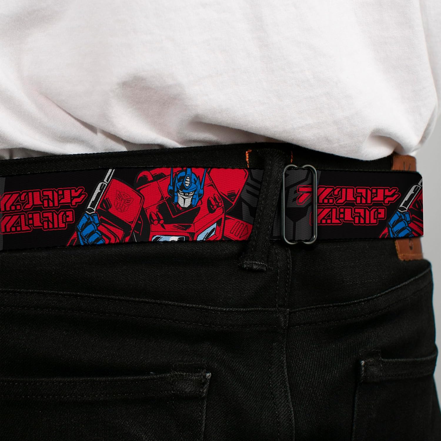 Hasbro Belt, Seatbelt Buckle Belt, Transformers Generations Optimus Prime and Autobot Icon Black, Adjustable