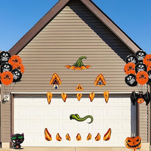 Miniatura 5 de Trgowaul Kit de decoración de coche de Halloween para maletero o golosina, kit de decoración de automóvil negro y naranja para Halloween, para