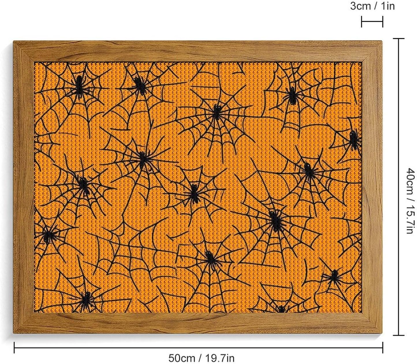 Tiny Black Spider Webs Printed Diamond 5D Painting Kit 16x20in DIY Full Drill Craft with Tools for Home Wall Decor Gift Yellow Wood 50 * 40cm