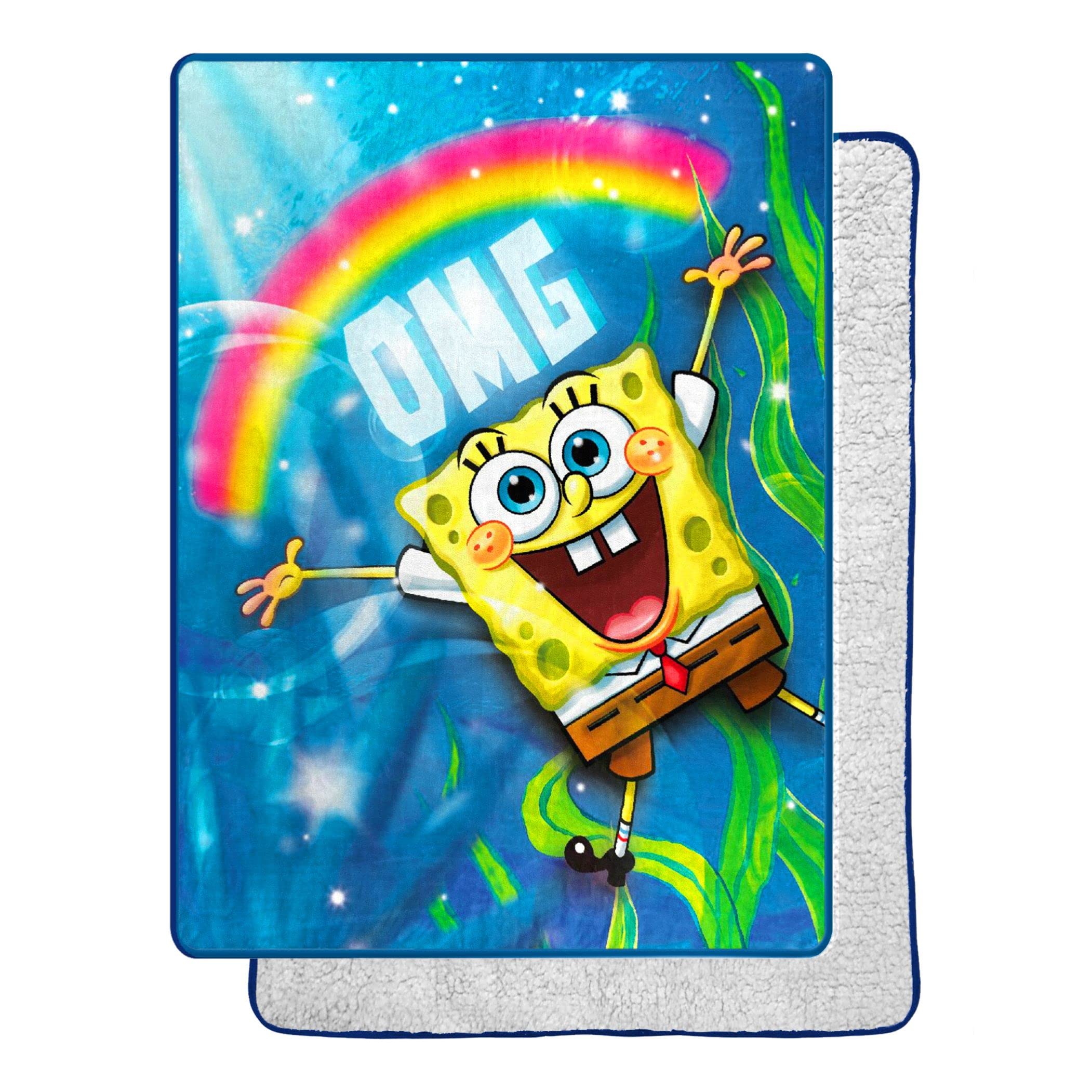 Amazon.com: Northwest Spongebob OMG Oversized Silk Touch Sherpa Throw  Blanket, 60" x 80" : Home & Kitchen