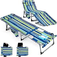 Vista 19 de GYMAX Silla bronceadora, silla de playa de 330 libras con orificio para el brazo facial y correa para el hombro de mano, silla plegable para tomar
