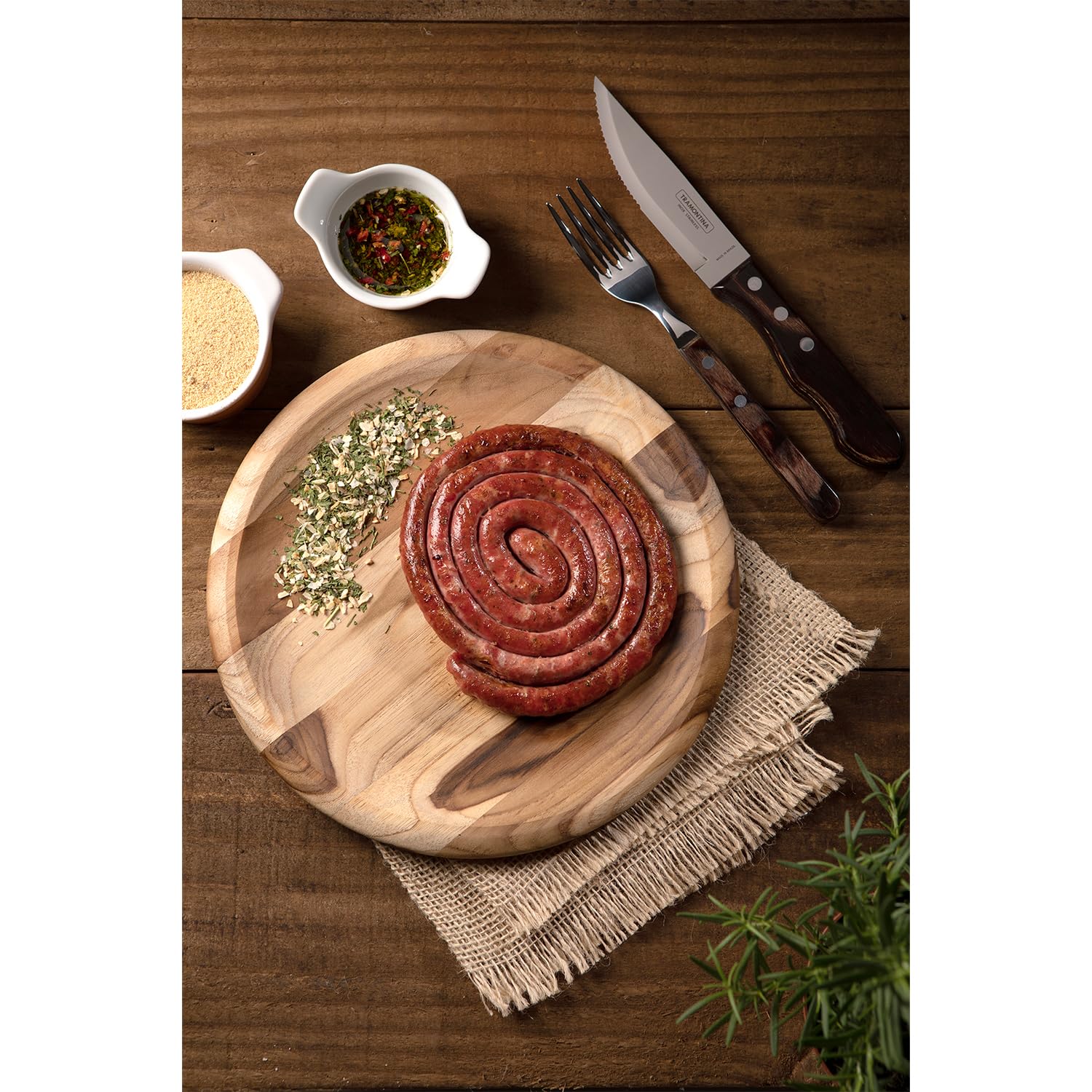 Tramontina Set di Coltelli da Bistecca Jumbo Acciaio Inossidabile e Manico in Polywood Castagno 6 Pezzi