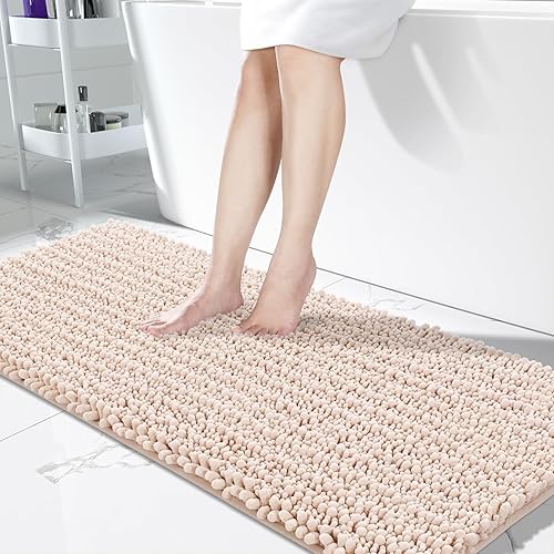 Miniatura 96 de Yimobra Alfombras de baño grandes antideslizantes lavables de 36 x 24 pulgadas, tapete de baño de chenilla ultra suave y absorbente, alfombra de