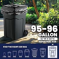 Vista 3 de Plasticplace 95-96 Gallon Heavy Duty Trash Bags, Garbage Bags, Puncture-Resistant, Fits Rollaway Cans & Drums, Durable Large Plastic Bags (50 Count)