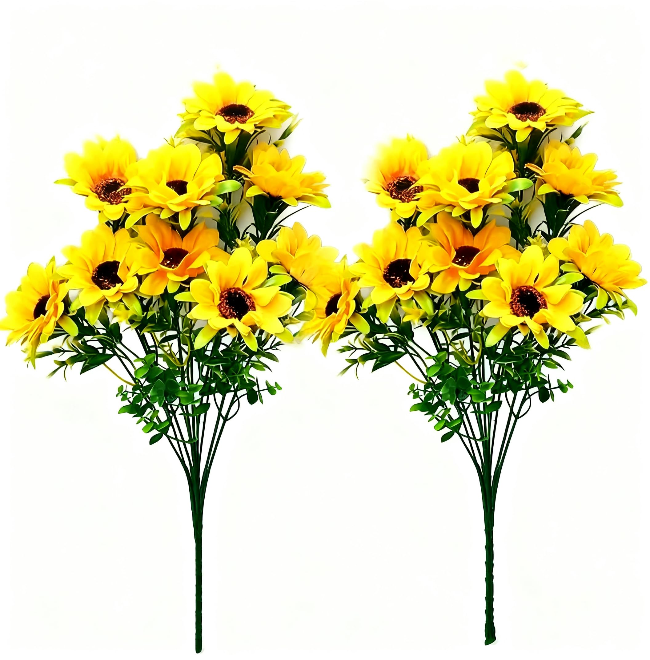 Artificial Sunflower Bunch – Pack of 2 | 7 Head Big Size Artificial Sunflower Flowers for Home Decor | Long Stem Sunflower Artificial Flowers for Vase Decoration | Sunflower Bouquet Without Pot-image-29