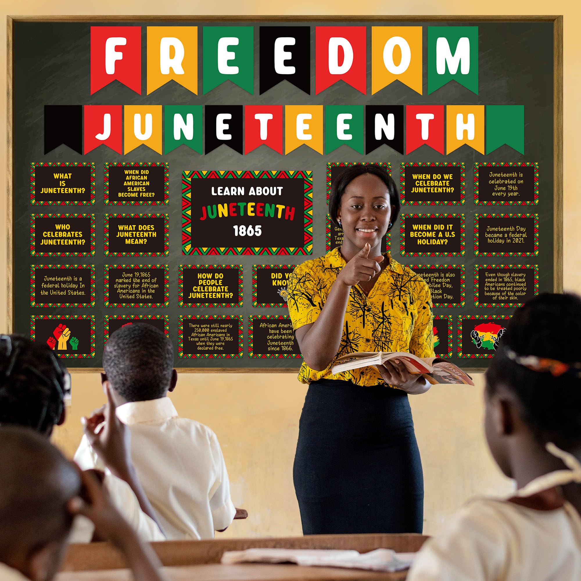 WATINC Black History Month Poster - 44PCS Happy Juneteenth Bulletin Board Banner Classroom Decoration, African American Freedom Day Inspirational Border Cutout, June 19th School Board Wall Decor - Image 5