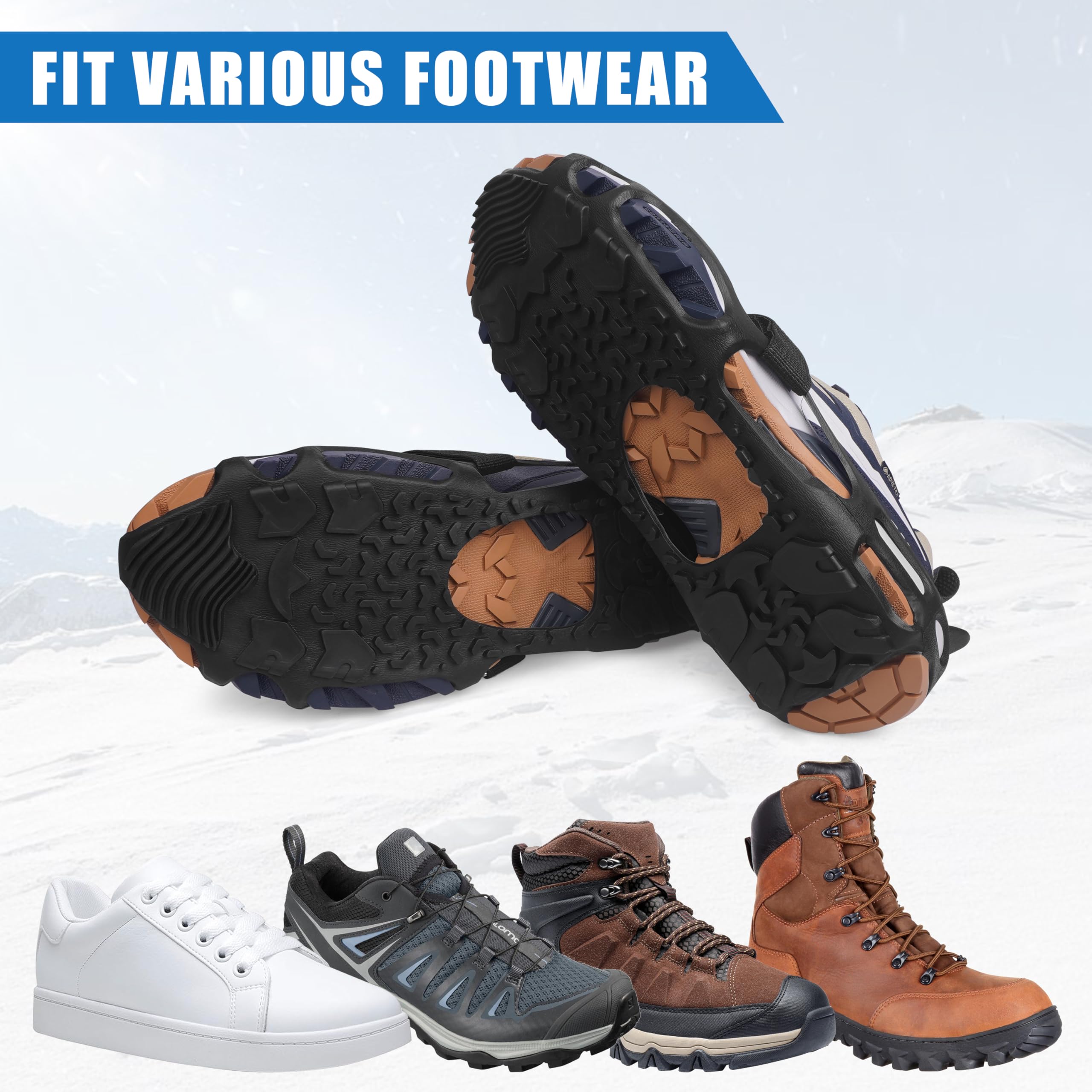 Crampons à glace antidérapants sans pointes pour chaussures et bottes d'intérieur/extérieur - Dispositifs de traction en caoutchouc