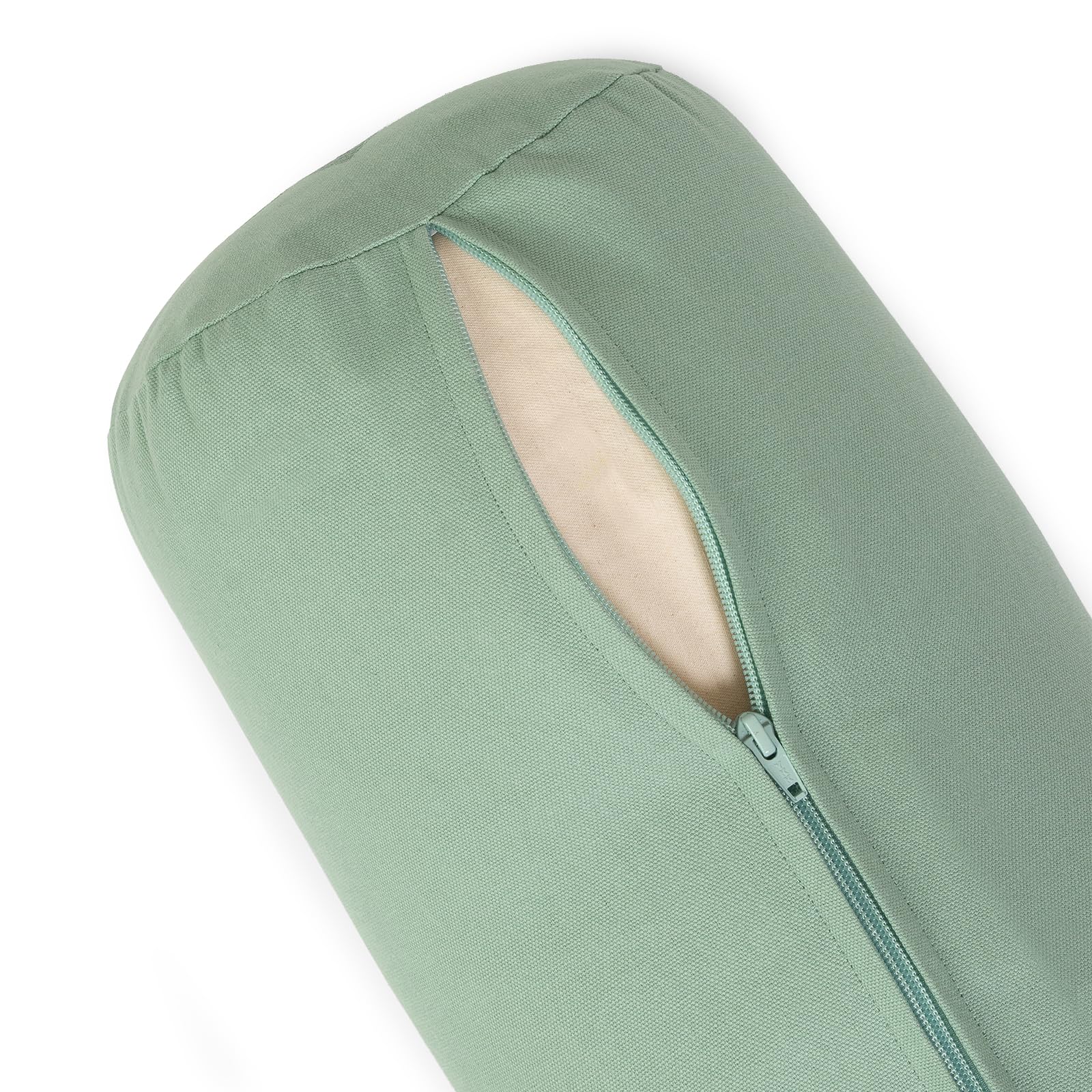 Yoga Studio Lotus - Cuscino in cotone con cerniera YKK, 23 x 61 cm, colore: grano saraceno biologico