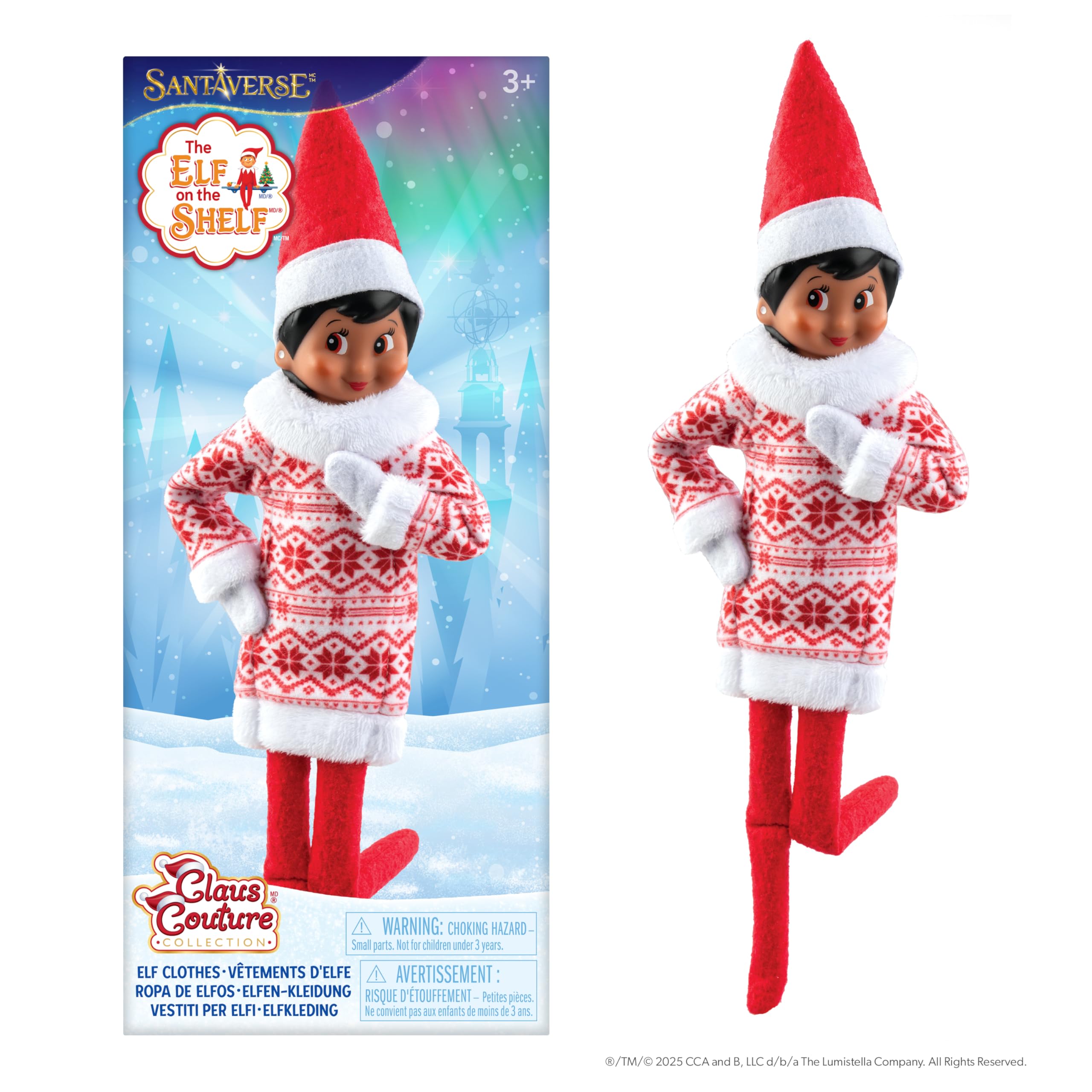 The Elf on the Shelf Claus Couture Collection Snowflake Sweetie Dress - Charming Fair Isle-Inspired Tunic Dress -
