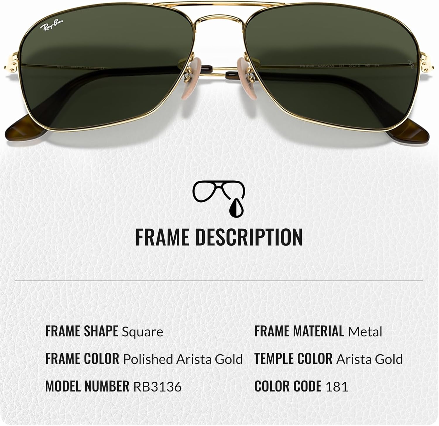 Ray-Ban RB3136 CARAVAN Square Shaped Sunglasses for Men Women