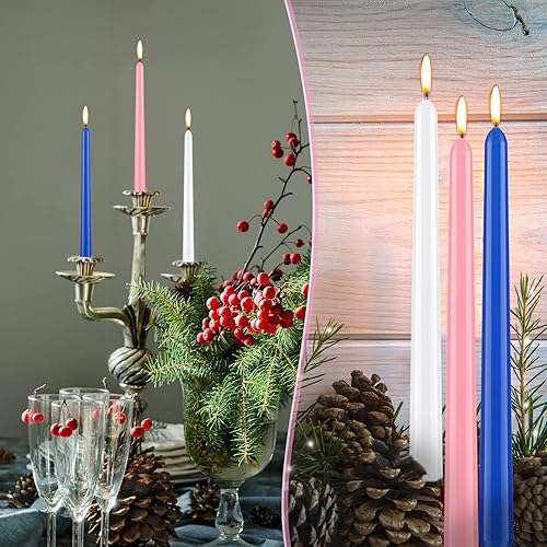 Miniatura 6 de 5 velas de Adviento azules azules de larga duración, velas cónicas sin goteo y velas sin perfume para anillos de Adviento y coronas de Adviento para