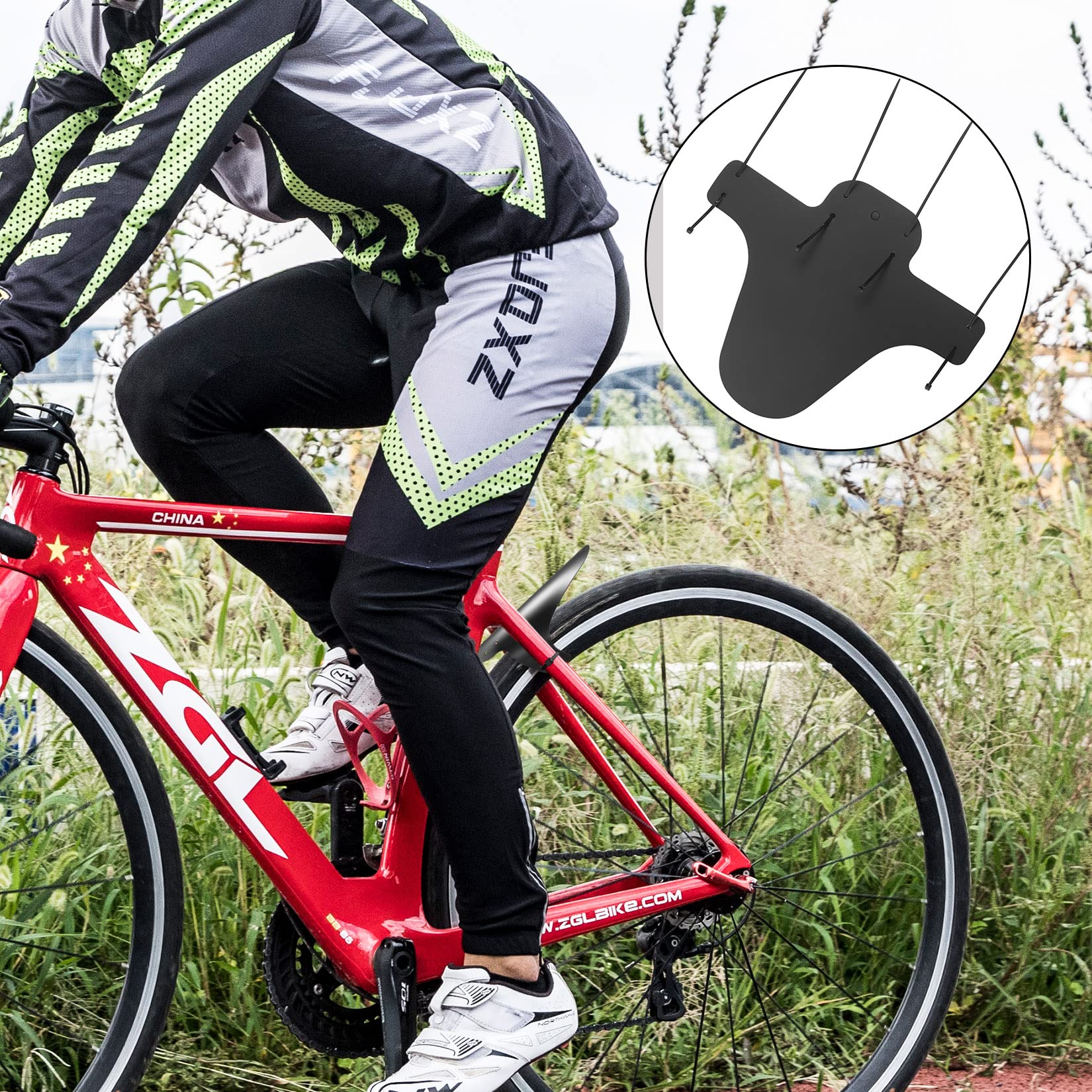 4 Pezzi Parafanghi per Bici, Parafango MTB Anteriore e Posteriore Parafanghi, Bicicletta Parafango con 10 Fascette Cavi per Ciclismo/Corsa/Mountain Bike