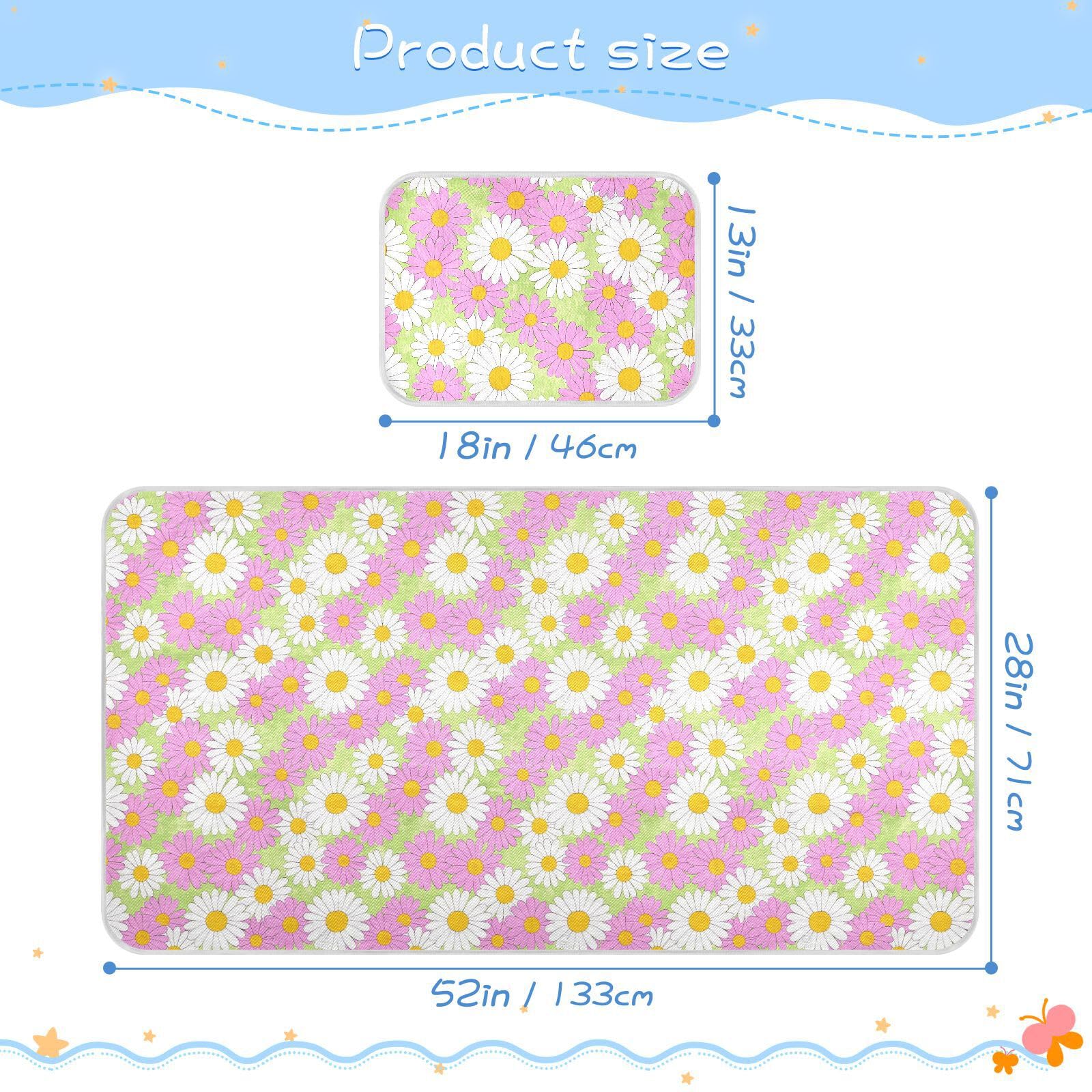 Lovely Daisy Floral Peach White Cooling Baby Crib Mattress 28