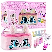 KreativeKraft Trucchi Bambina – Trousse Trucchi Bambina con Rossetti Smalti Bambina All’acqua Atossici Unghie Adesive – Regalo Bambina 5 Anni in Su (Rosa), Taglia unica
