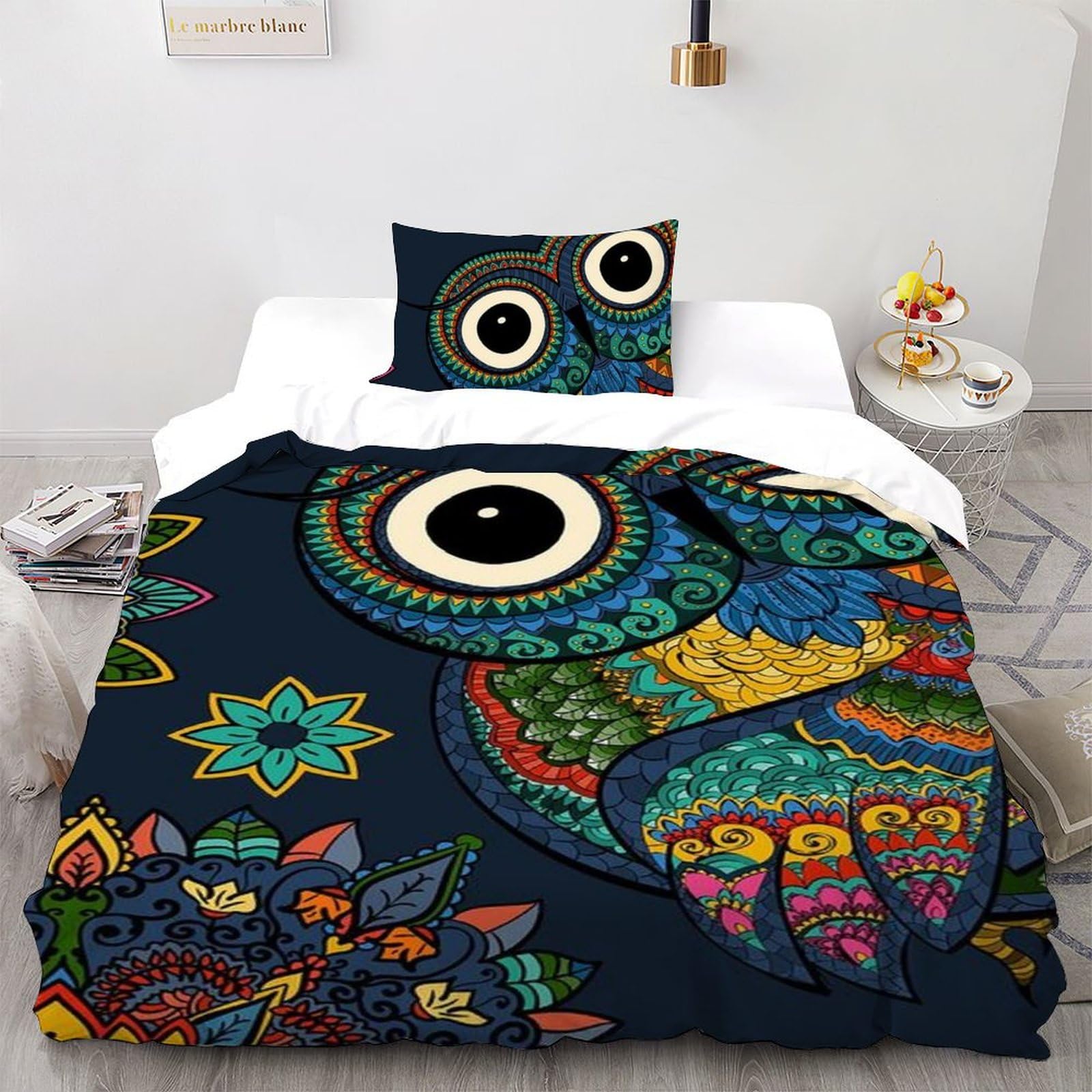 Housse de couette microfibre animaux imprimé 3D taies d'oreiller single