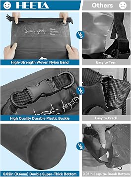 HEETA Dry Bag Waterproof Backpack with Phone Case 5L/10L/20L/30L/40L