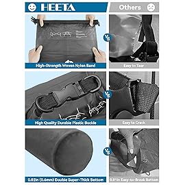 HEETA Dry Bag Waterproof for Women Men, Roll Top Lightweight Dry Storage Bag Backpack with Phone Case for Travel Swimming Boating Kayaking Paddle Board Camping Beach Accessories (Black, 40L)