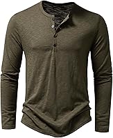 PARKLEES Men's Long Sleeve Henley Shirt - Casual Button Placket Workout Athletic Tee, Poly-Cotton Blend