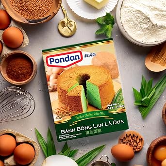 Pondan Chiffon Cake Mix, 14 Ounce, Pandan Sponge Cake Mix, Pack of 1 | Indonesian Premix, Easy Prep for Light & Airy Homemade Desserts, Consistent Baking Results for Family Special Occasions