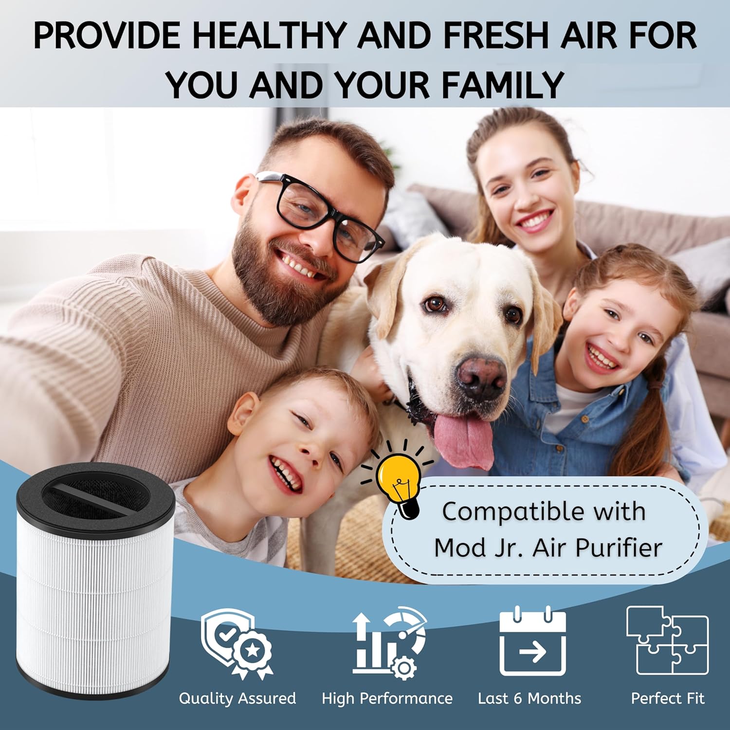 Nispira MJR01 Mod Jr. Replacement Filter for Oransi Mod Jr. Air Purifier True HEPA with Activated Carbon, 2 Packs - Image 2