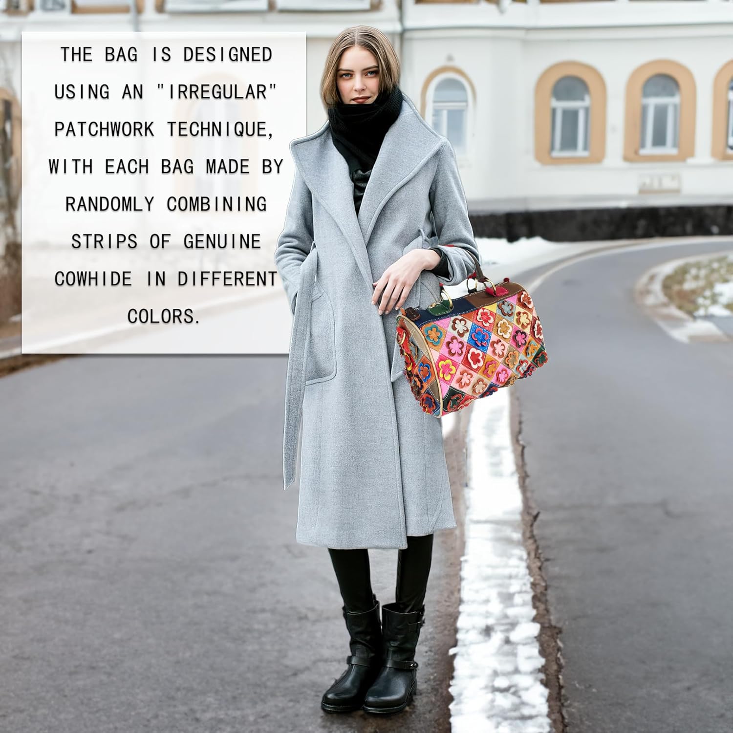 Handmade Cowhide Multi-color Block Random Stitching Unique Style Women's Bag - Crossbody, Shoulder and Handheld - Image 2