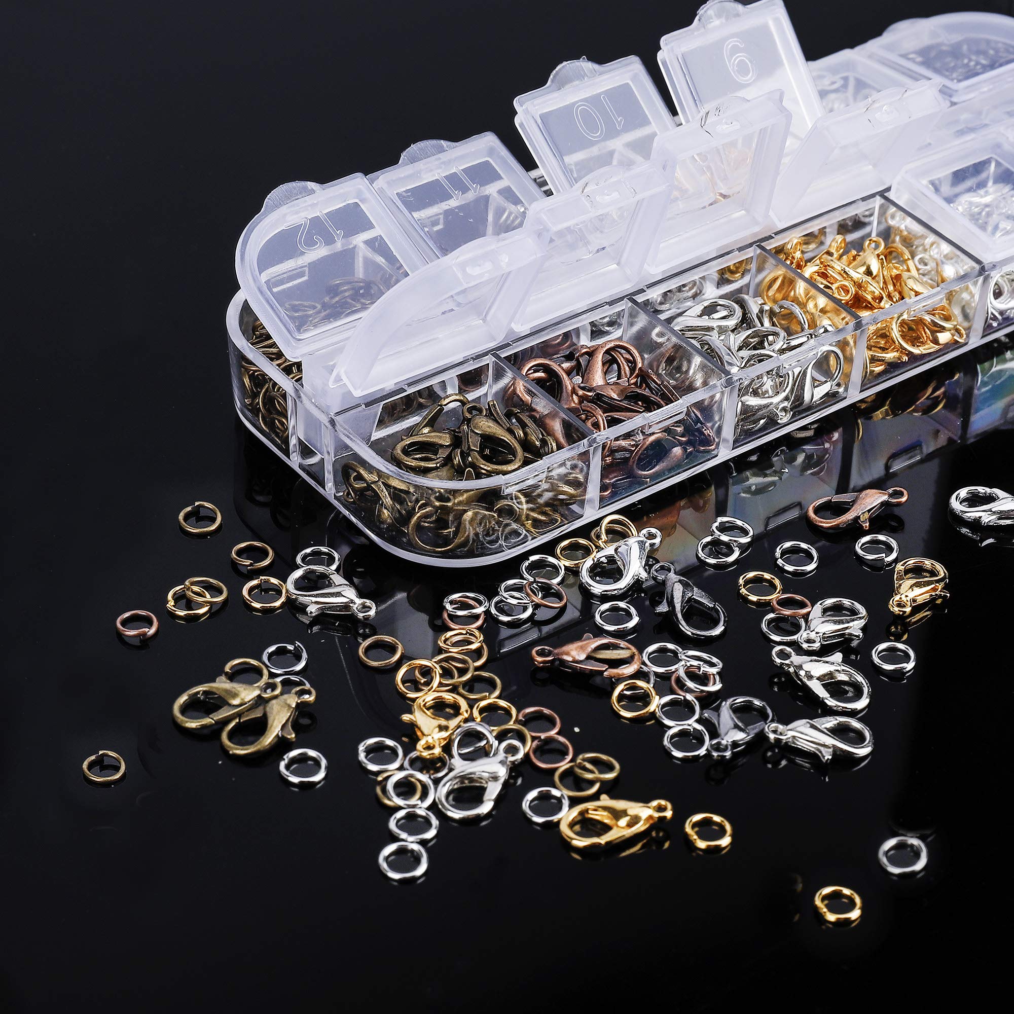 Kit De 1443 Anneaux De Saut Ouverts Et Fermoirs Pour Bijoux DIY - Argent Et Or