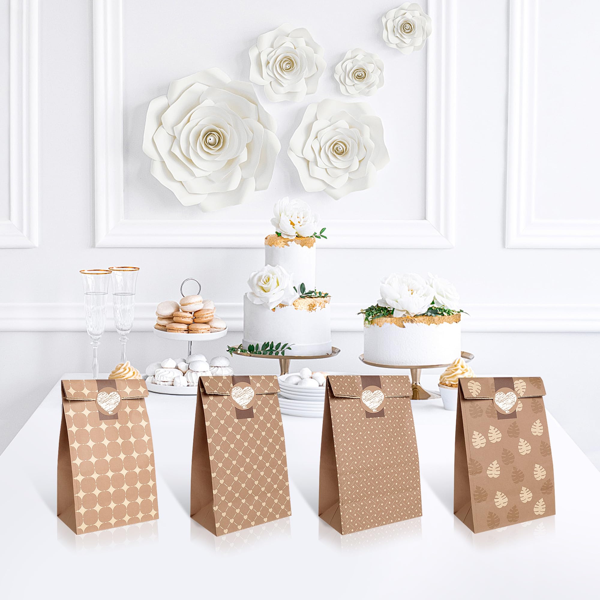 TOKSEO Lot De 12 Sacs Cadeaux En Papier Avec Autocollants Pour