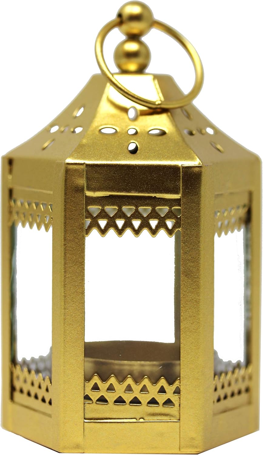 Vela Lanterns 4.5 Inch Metal Tealight Mini Candle Decorative Candle Lanterns, Gold, Set of 6 : Home & Kitchen
