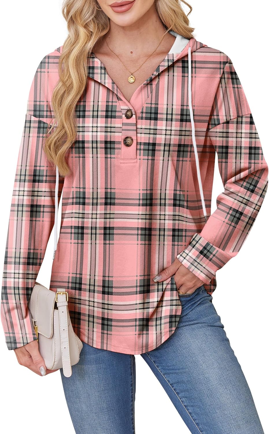 RUMIA Womens Tops V Neck Button Sweatshirt for Women Pullover Long SLeeve Shirts Fall Outfits 2025 Loose Fit S-3XL - Image 3