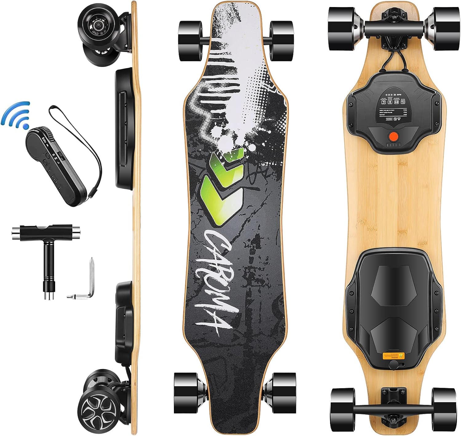 Caroma 38" ElektroLongboard mit Fernbedienung, 900 W DoppelmotorElektroSkateboards, 40 km/h