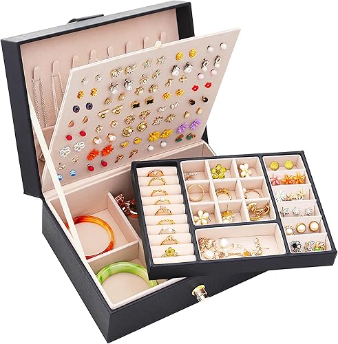 Miniatura 1 de Joyero de pendientes para niñas, organizador de joyas de gran capacidad con 40 pares de tableros de aretes, caja de almacenamiento de joyería de