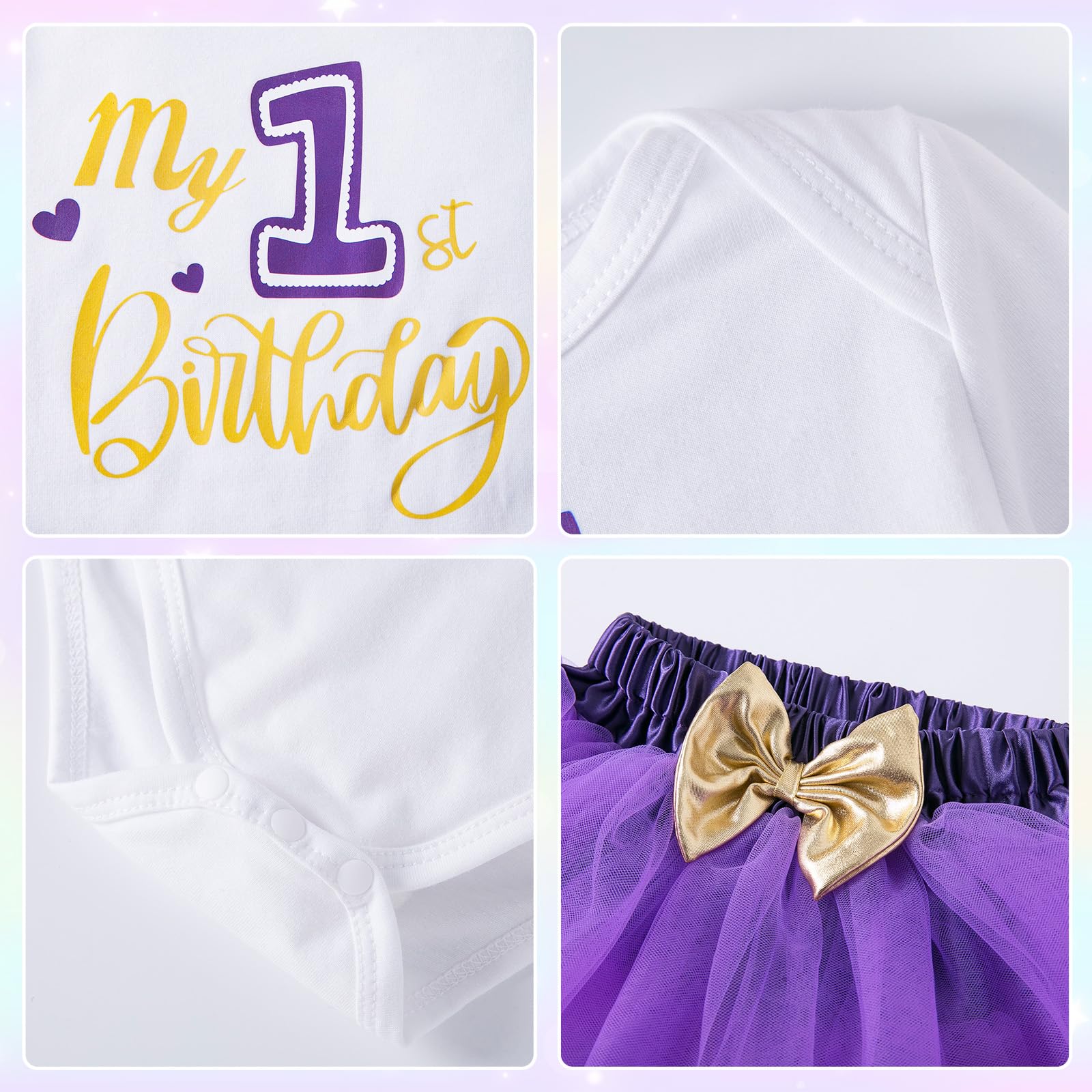 Winmany Baby Mädchen 1. Geburtstag Tutu Rock Set Langarm Strampler Erster Geburtstag Smash Cake Kostüme Partei Kleid Set