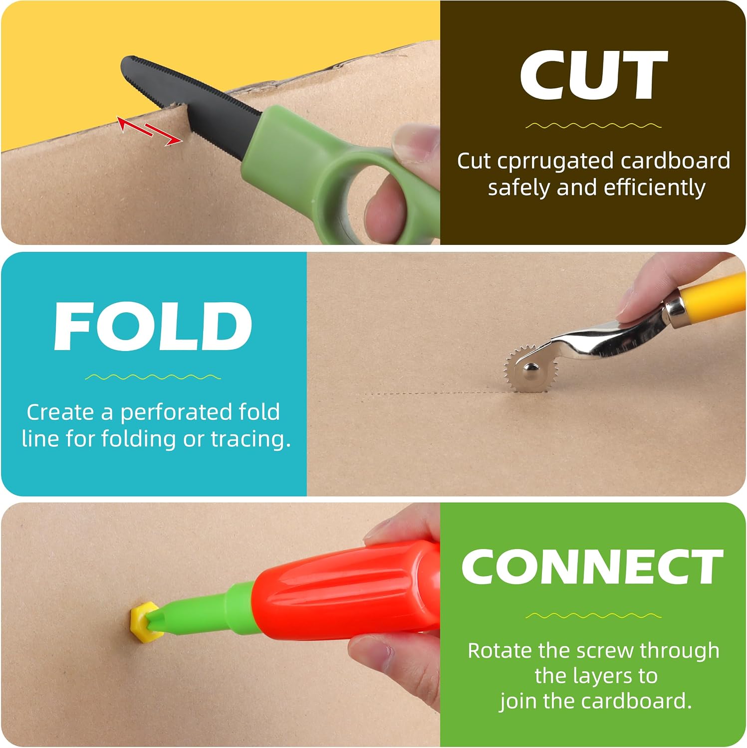 ColoPlay 355 Cardboard Tools for Kids, Cardboard Cutter for Kids, Tools for STEM Educational, Gifts for Boys and Girls Aged 5-12