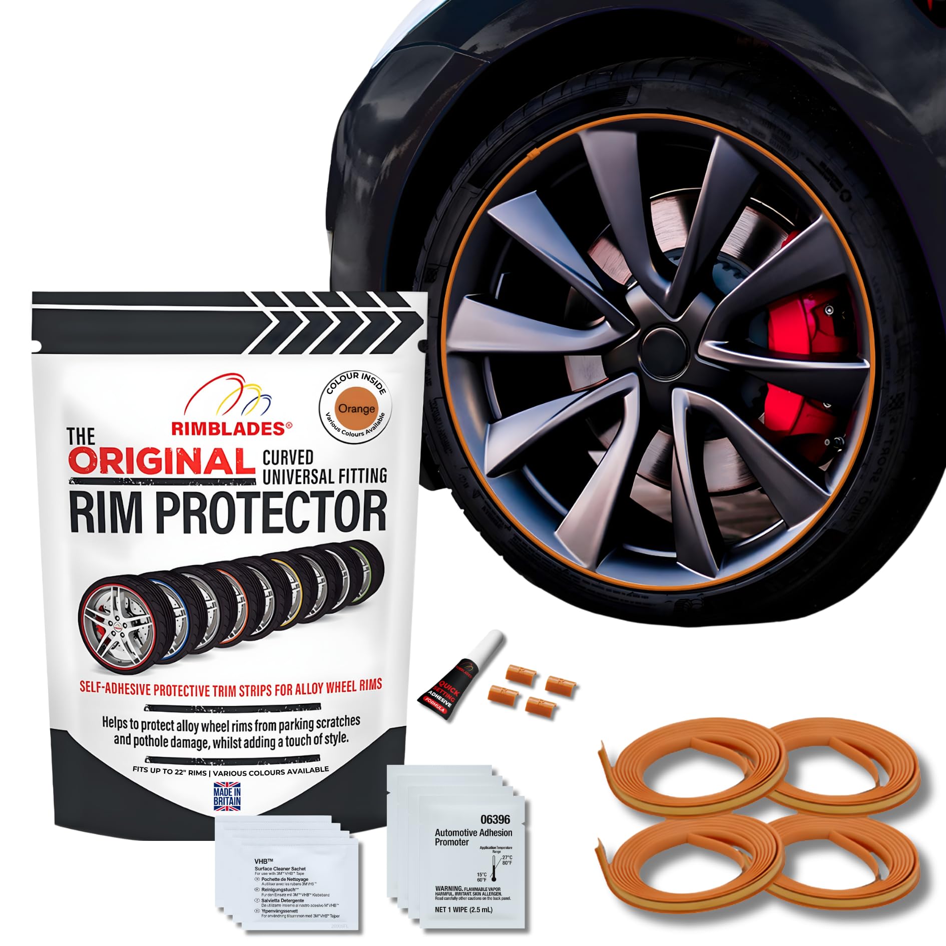 Protections de Jantes Rimblades Original en Alliage Orange - 9 Coloris