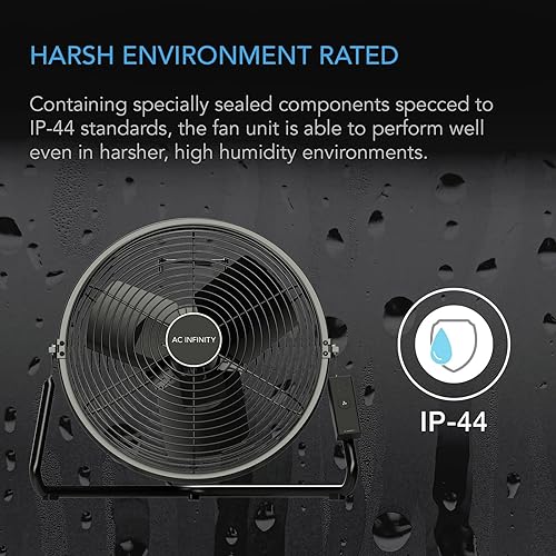 Miniatura 5 de AC Infinity CLOUDLIFT S12, ventilador de pared industrial con controlador de velocidad inalámbrico, soporte de piso o montaje en pared, para