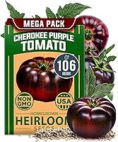HOMEGROWN Non-GMO Cherokee Purple Heirloom Tomato Seeds - 106 Seeds, High Germination, Easy Planting for Flavorful Homegrown Tomatoes