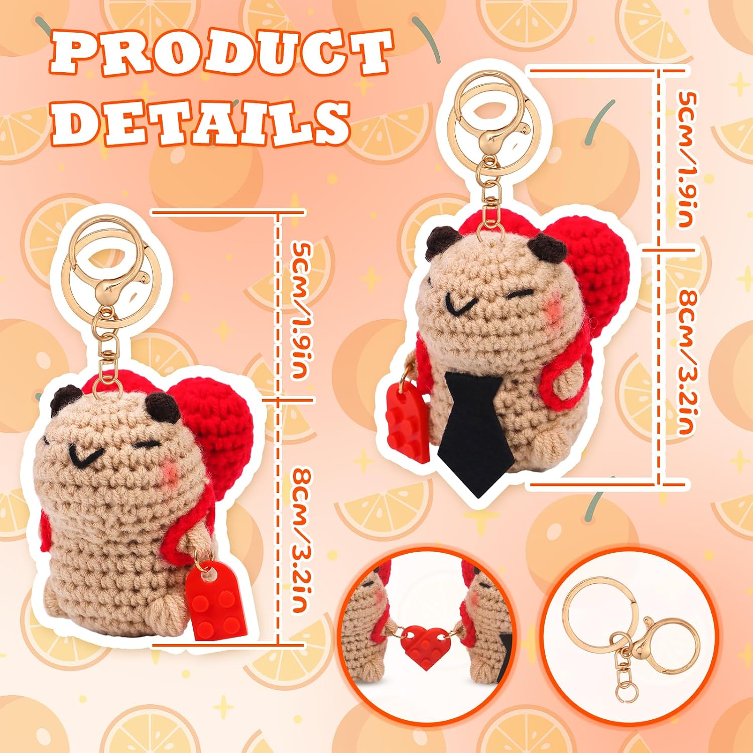 JAPDNK Cute Capybara Gifts, Capybara Plush Keychains, Capybara Stuffed Animal Toys, Kawaii Crochet Backpack Charms Keychains, Birthday Christmas Holiday Gifts for Women Couples Friends image 5