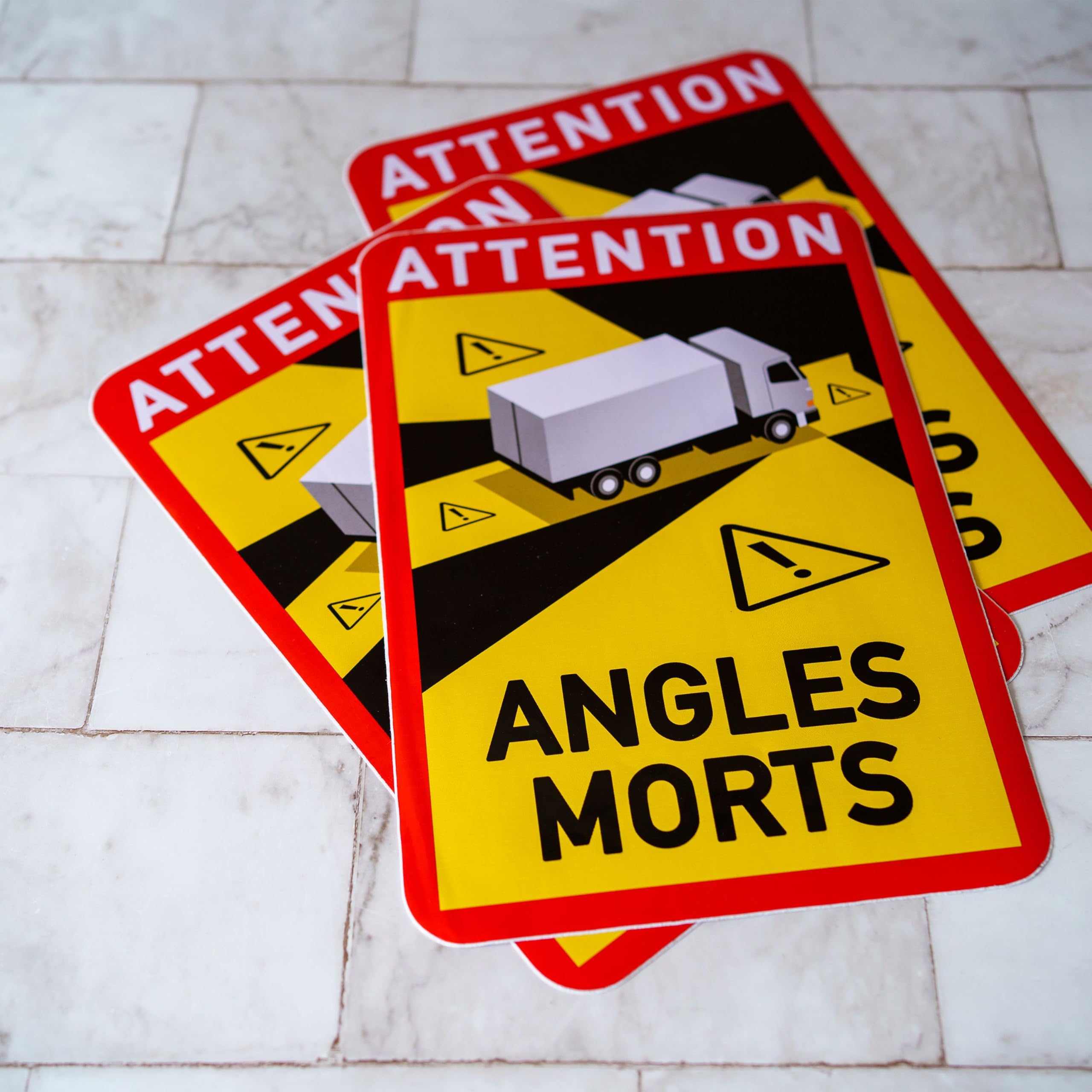 Naklejka martwego pola, 8 szt, 25 x 17 cm, folia samoprzylepna dla ciężarówek, obowiązkowa dla pojazdów silnikowych od 3,5 tony we Francji, Attention Angles Morts Sticker Truck