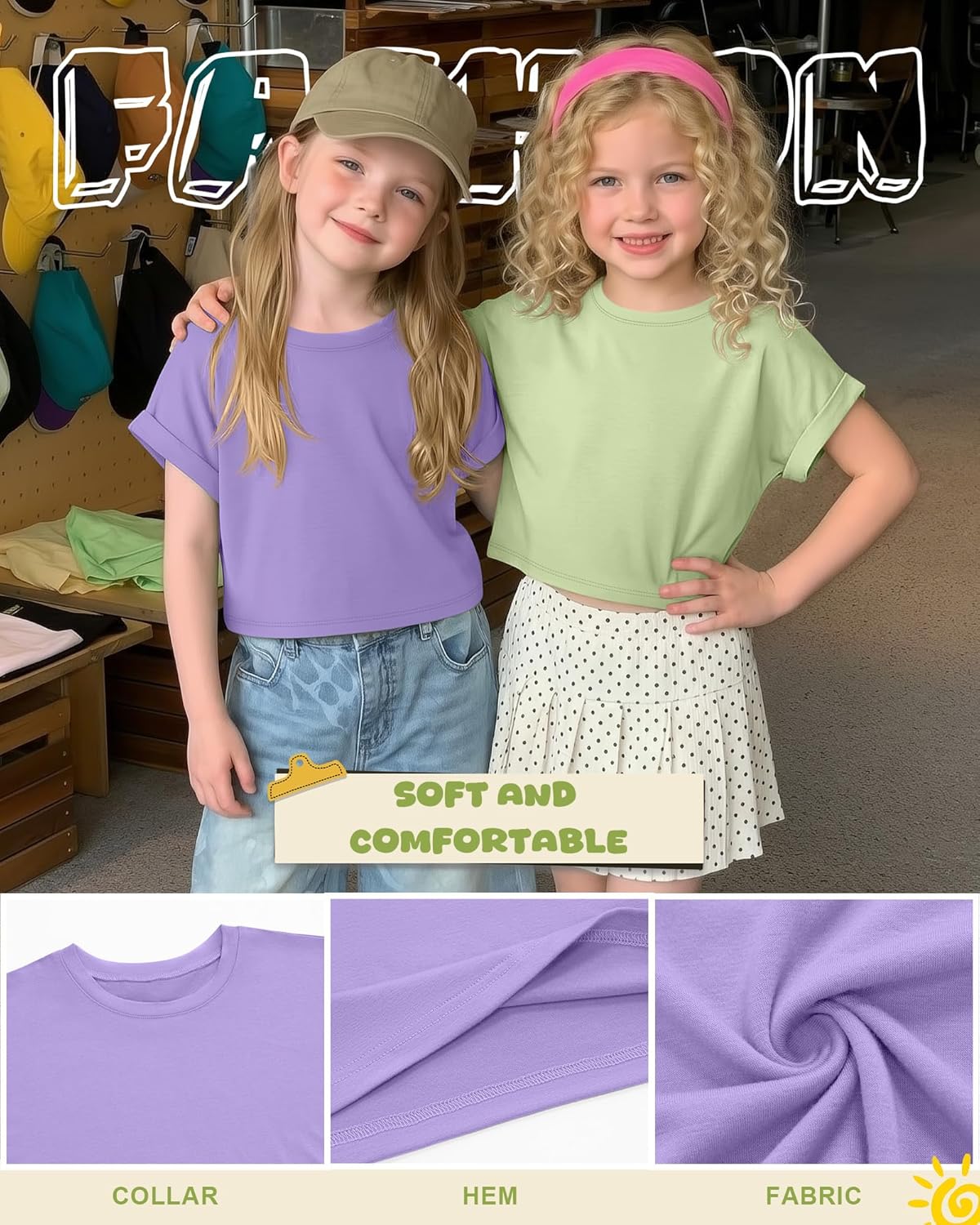 3 Pack Girls Crop Tops Short Sleeve Crew Neck Shirts Kid Athletic Rolled Cuff Tee Fashion Casual Basic Teen Clothes - Image 5