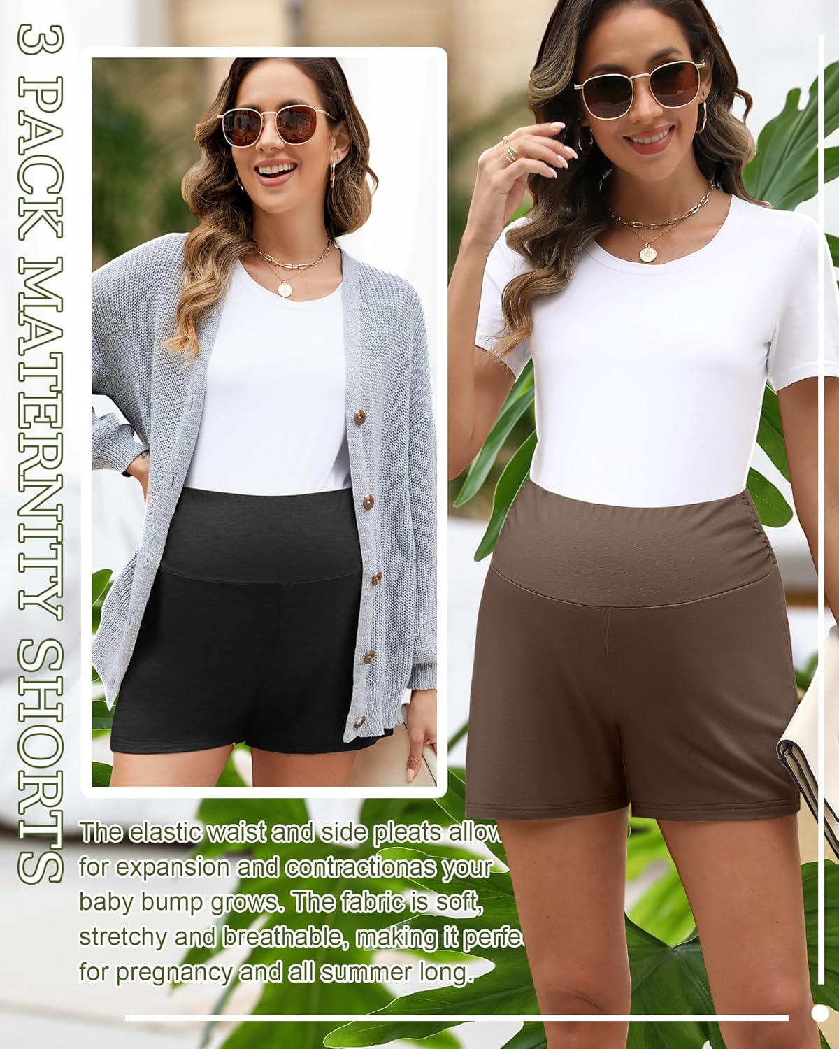 3 Pack Women's Maternity Shorts Over Belly Pregnancy Shorts Comfy Lounge Pajama Workout Maternity Clothes - Image 5