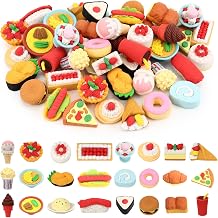 24 Pcs Mini Food Erasers, 3D Fruit Cake Dessert Pencil Erasers, Take Apart Puzzle Eraser Bulk for Classroom Prizes, Gifts Supplies, Back to School Party Party Favors