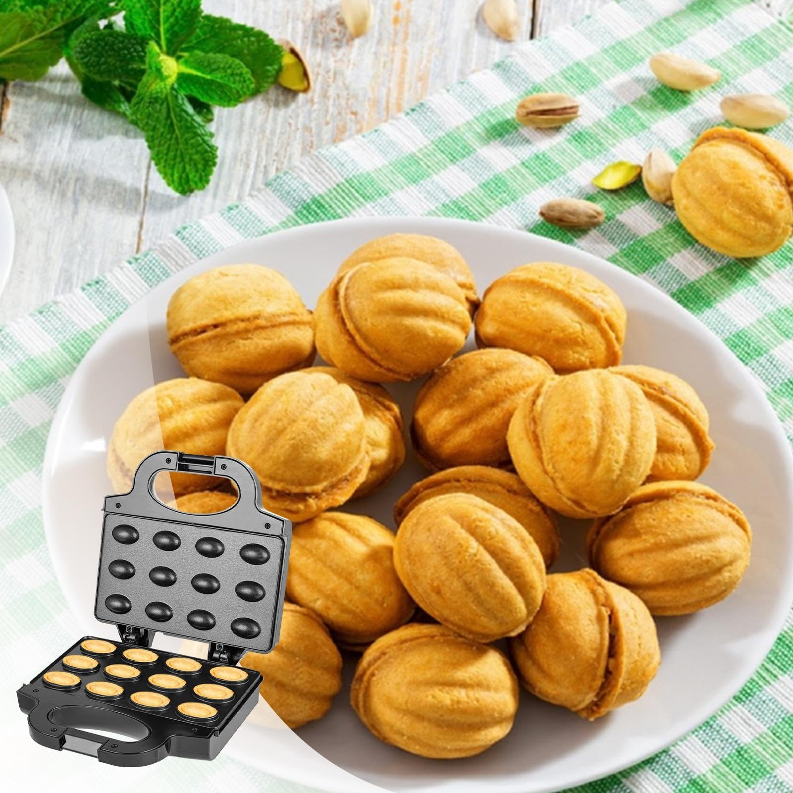 Macchina per il pane con waffle alle noci, creatore di per biscotti alle | Strumento per preparare la colazione con manici fantastici per colazione, pr