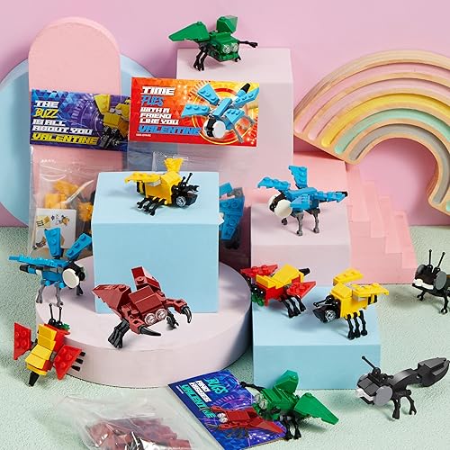 Miniatura 7 de JOYIN Paquete de 24 tarjetas de San Valentín con bloques de construcción de animales para regalos, recuerdos de fiesta, premio de intercambio de