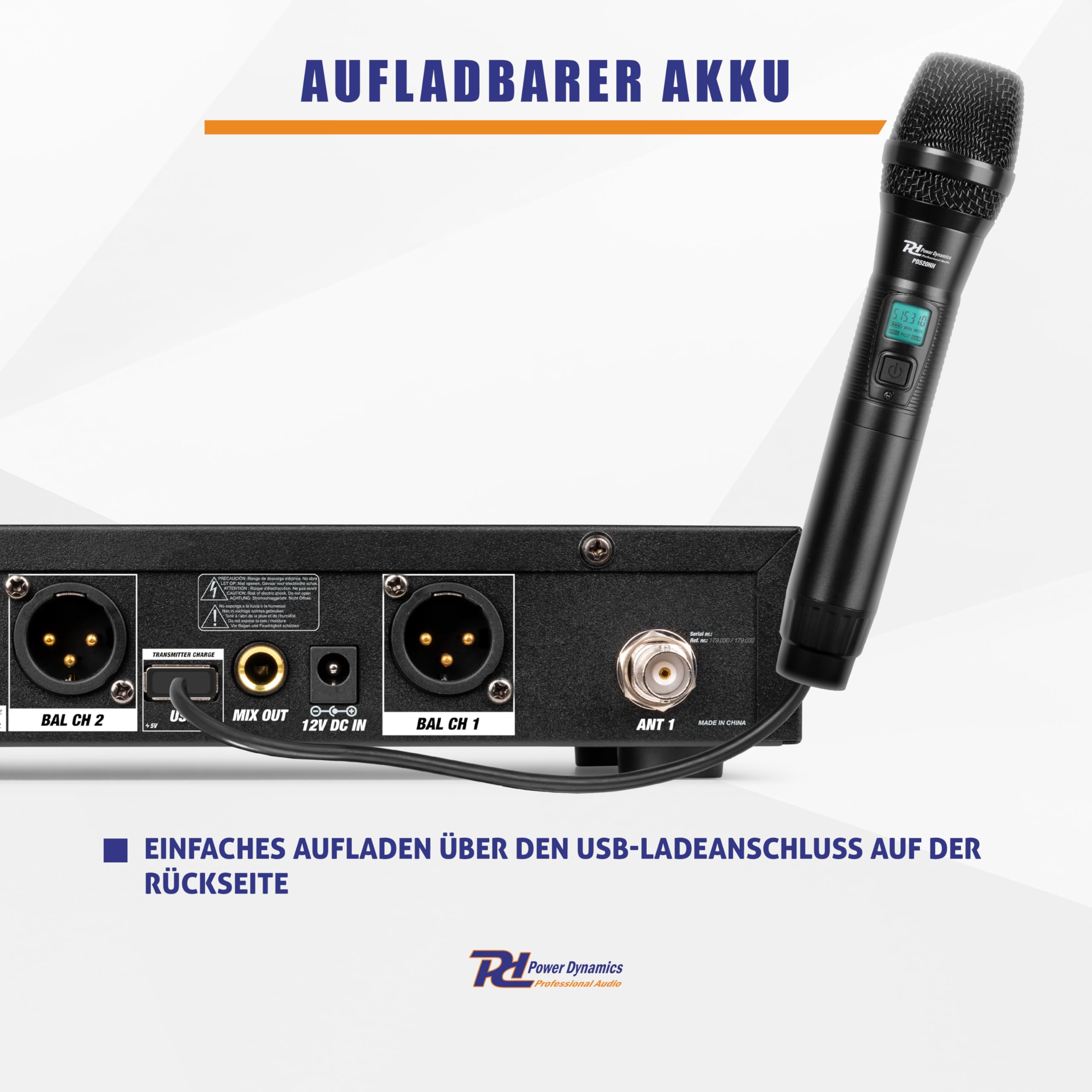Power Dynamics PD522 Funkmikrofon Set – 2 Mikrofon Kabellos mit UHF & LCD Display – Wireless Microphone für Karaoke, DJ & Bühne – Drahtloses Mikrofon mit Empfänger & Akku – Mikrofon Wireless im Case