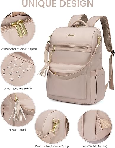 Miniatura 5 de LOVEVOOK Mochila para laptop para mujer, mochila convertible de 17.3 pulgadas con puerto USB, mochila de trabajo de moda para profesores y