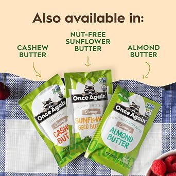 Once Again Organic Peanut Butter Packets - Individual Peanut Butter Packets for Snacks, Travel, Lunches - Single Serve Squeeze Packs - Vegan, Non-GMO, Gluten Free - 1.15 Ounce Packs, 10 Count