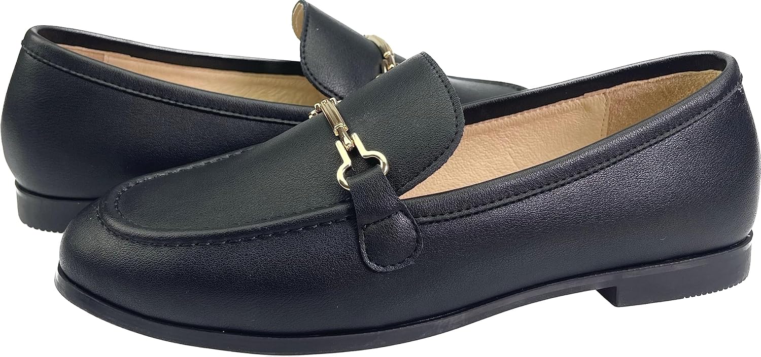 Justar Women's Genuine Leather Buckle Loafers Dress Shoes Casual Flats Low Heel Slip on Driving Penny Loafer for Women