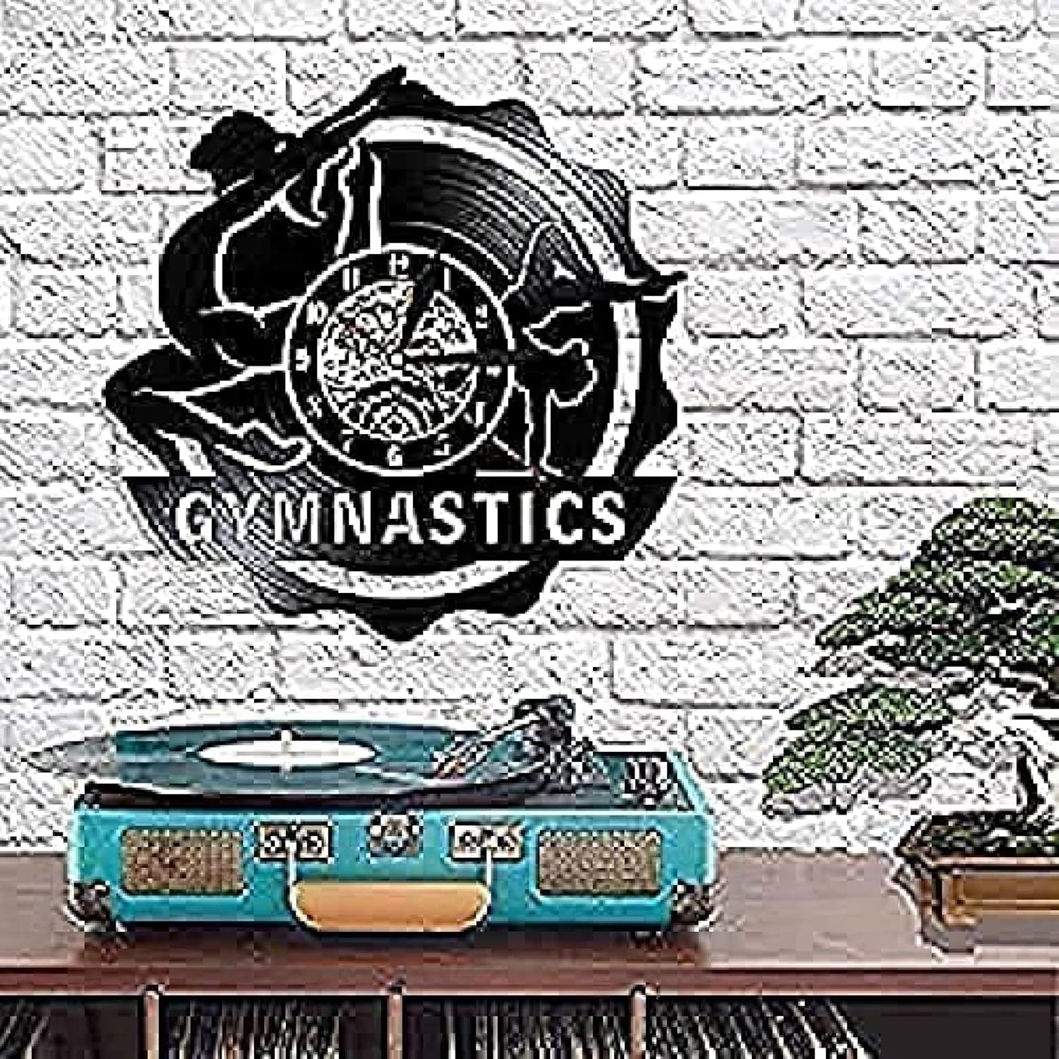 Wall Clock for Living Room Decor Wall Clock Gym Sport Girl Tumbling Fitness Workout Design Battery Powered